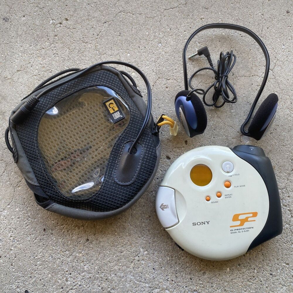 Sony D-SJ301 S2 Sports CD Walkman Vintage Koss KSC11 Headphones Case Logic Case